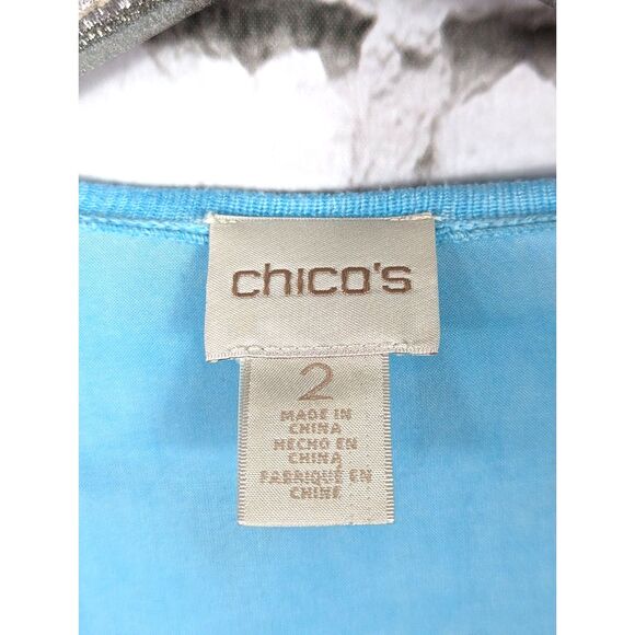 CHICO'S "Nancy Dye-Effect" Open-Front Lightweight Knit Cardigan Size 2 (L/12) - Picture 6 of 8